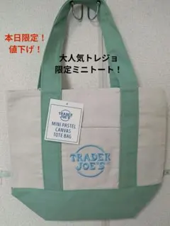 限定品！TRADER JOE'S　ミニパステルグリーンキャンバストートバック