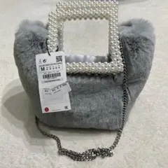 新品ZARA グレー ファー ショルダーバッグ