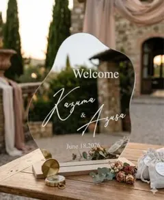 送料無料♪ 結婚式ウェルカムミラー｜ミラーステッカー｜名入れ・日付入り