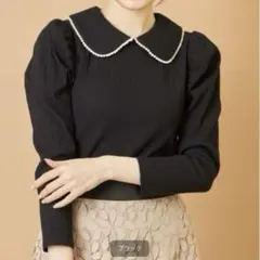 tocco closet パール装飾襟付きリブカットソープルオーバーのサムネイル
