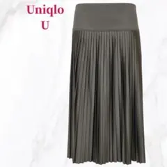 ✨極美品✨ユニクロユー サテンプリーツスカート（61）カーキ ポリエステルのサムネイル