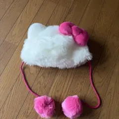 ハローキティ USJファー帽子 ポンポン付き