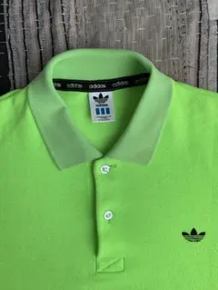 80s 90s adidas ネオングリーン vtg ポロシャツ デサント 蛍光