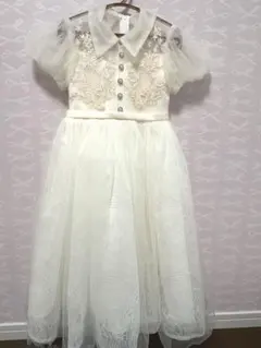 ホワイト〜アイボリー 120cm フォーマルキッズドレス