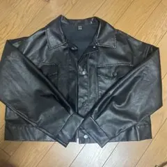 レザー風ジャケット 黒 クロップド丈
