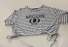 one way ボーダー 半袖 Tシャツ ロゴ刺繍