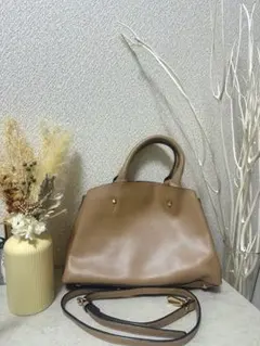 【美品】2WAY ハンドバッグ ショルダーバッグ グレージュ フォーマル・通勤