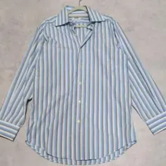 【ダンヒル】ブルー系 ストライプ長袖シャツ Sのサムネイル