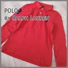ポロラルフローレン キッズ 長袖 ポロシャツ ロゴ刺繍 赤 7歳 130cm相当