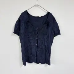 Cyrus【L】サイラス ネイビー 半袖シャツ 無地 シンプル トップス