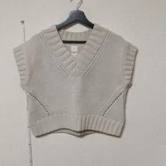 H&M ウール混 ニットベスト ベージュ M