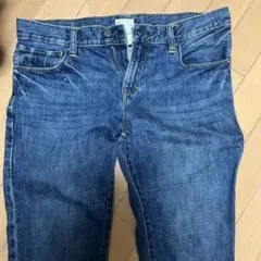 濃い青 ストレートデニムパンツ