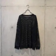 シアー 編み編み メッシュ トップス ロンT 長袖tシャツ 古着 y2kグランジ