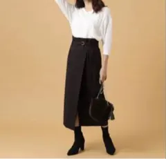 美品❤︎AZUL by moussy ハイウエスト巻き風Iラインスカート　ブラック
