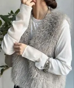 未使用　DouDou ドゥドゥ　袖シアーリブTEE 長袖Tシャツ カットソー