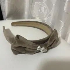 カチューシャ リボン付き ブラウン