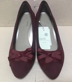 【秋セール】アースミュージック&エコロジースエードパンプスワインレッド 24.0