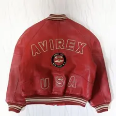 中島健人着用AVIREX レザー バーシティジャケット M 赤 Varsity - メルカリ