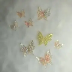 新品オーロラ加工バタフライ蝶のデコレーションパーツ 8個セットバレンタイン