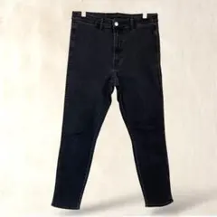 H&M スキニーパンツ　L　デニム　黒系　ハイウエスト　カジュアル　ストレッチ
