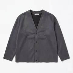 【美品・日本製】アダムエロペ スエード調 カーディガン グレー Mサイズ