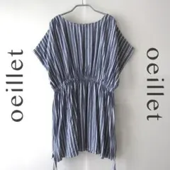 美品　oeillet／ウイエ★　ストライプ　シャンブレーブラウスのサムネイル
