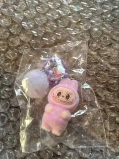 【パープル】恐竜 ポンポン付きぬいぐるみキーホルダー ラブブ