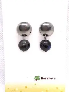 パワーストーン/天然石/ピアス/ラブラドライト/グレー/シック/アレルギー対応✨