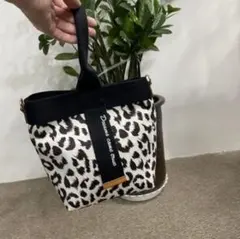 ハンドバッグ ホワイト 白 ハンドバック お弁当バッグ レオパード柄 手提げ