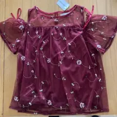 アズノウアズ　PINKY バーガンディ シースルー オフショルダー　肩出し　赤