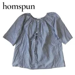 homspun ホームスパン ブロード フラットカラー ブラウス 丸襟 変形