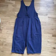 SamansaMos2 ブルーVネック コットンワイドサロペット