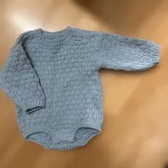 BREEZE ブルー編み込みロンパース 70-80