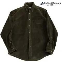 エディーバウアー　コーデュロイ　シャツ　ビンテージ　オリーブ　グリーン　レア希少