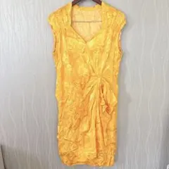 黄色ラップスタイルノースリーブワンピース ロングワンピース イエロー 鮮やか