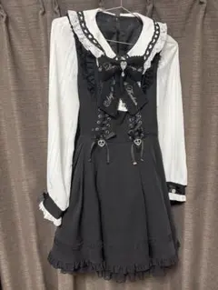 LIZLISA リズリサ ハート衿プリーツフリルワンピース 長袖