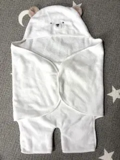 アカチャンホンポ　クマのフード付きおくるみ 50-70cm