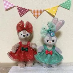 ハンドメイド★サテン&星★チュールワンピースセット★ぬいぐるみバッジ用コス