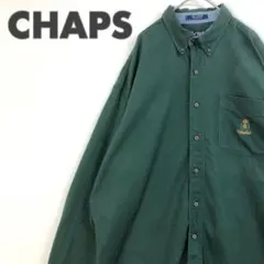2196 90s チャップス ラルフローレン　BD シャツ　刺繍　ロゴ　緑