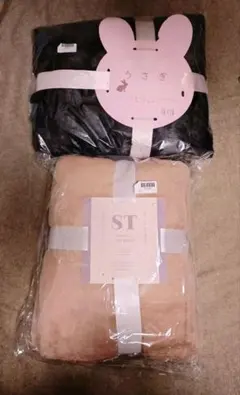 ブランケット まるで うさぎ ブラック スマホタイム ST モカムース 毛布