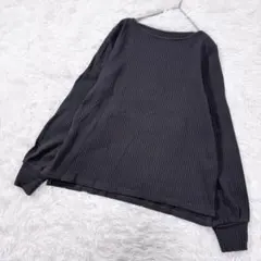 【MKミッシェルクラン】洗える✨ボートネックリブカットソー チャコールグレー M