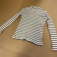 branshes タートルネック 長袖カットソー 白黒ストライプ