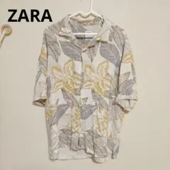 ZARA 総柄オープンカラーシャツ アロハ ボタニカル 半袖　リネンのサムネイル