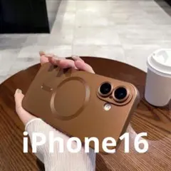 iPhone16スマホケース　MagSafeマグセーフ　レンズ保護　ブラウン