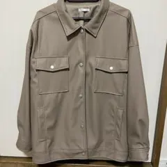 レザージャケット 春用 アウター コート ブラウン 茶色 ベージュ 襟 合成皮革