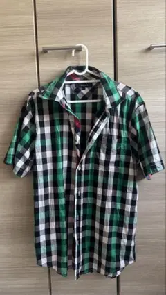 TOMMY 半袖 チェック シャツ L
