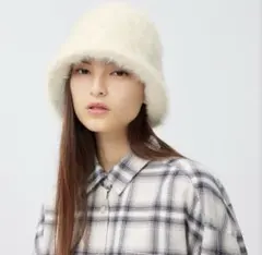 GU ヘアリーハット バケット　白