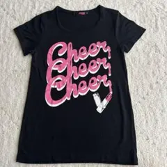 CHEER Tシャツ ブラック ピンク ロゴプリント Mサイズのサムネイル