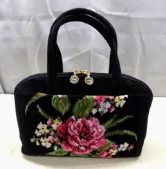 フェイラー　シェニール織　花柄ハンドバッグ　内側が牡丹色