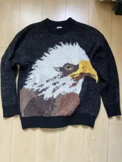 イーグル柄 ダークグレー セーターアメカジ風
